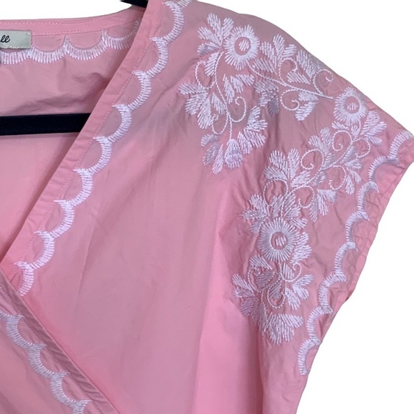 MADEWELL Pink Embroidered Side Tie Wrap Top Size Small - Picture 9 of 16